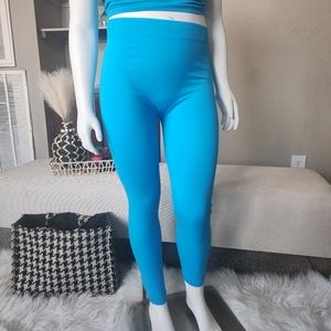 Mid-rise Turquoise ankle length leggings